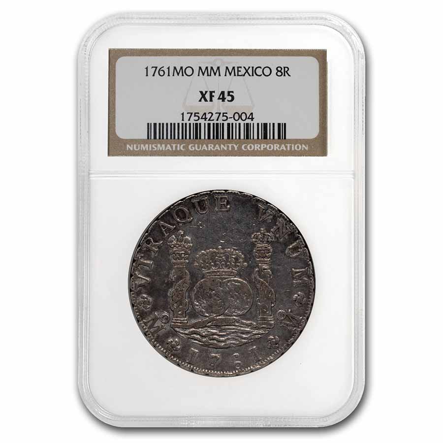 Buy 1761 Mo-MM Mexico Silver 8 Reales Pillar Dollar XF-45 NGC | APMEX