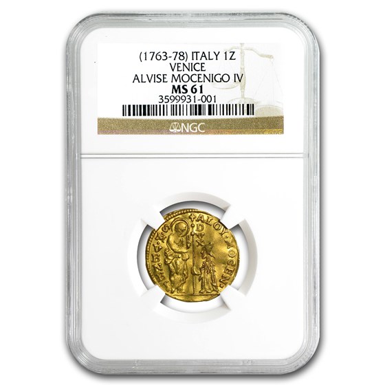 1763-1778 Venice Gold 1 Zecchino Alvise Mocenigo IV MS-61 NGC