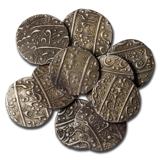 1764-1807 French India Silver Rupee Shah Alam II XF 1764-1807 French India Silver Rupee Shah Alam II XF