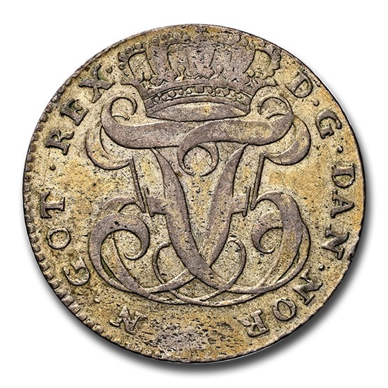 1764 Danish West Indies Silver 24 Skilling AU-55 NGC 1764 Danish West Indies Silver 24 Skilling AU-55 NGC