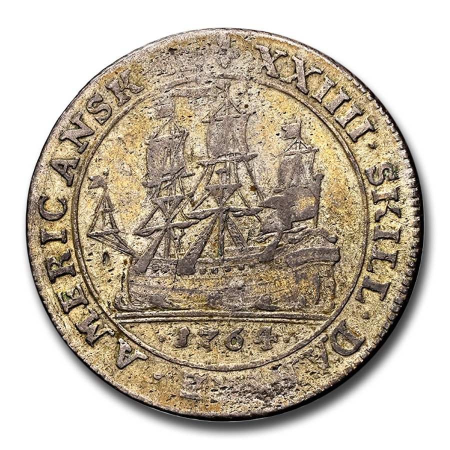 ぺんぎん 1764 Danish West Indies Silver 24 Skilling AU-55 NGC