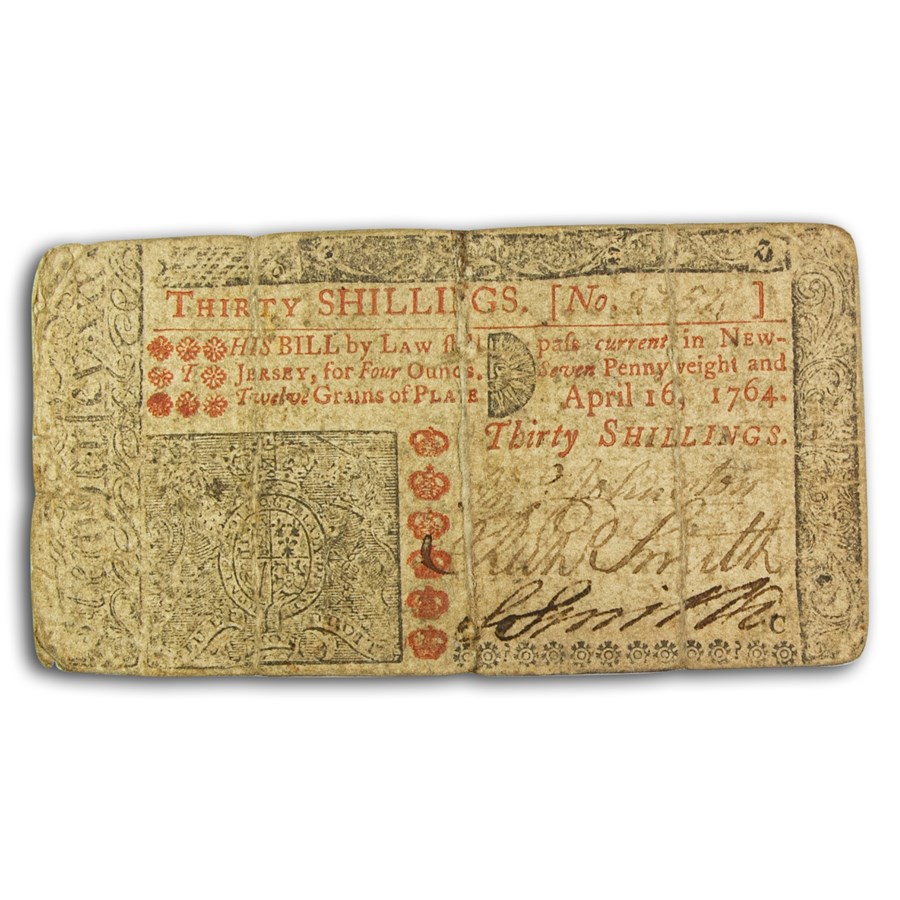 1764 Thirty Shillings New Jersey 4/16/1764 Fine (Fr#NJ-167)