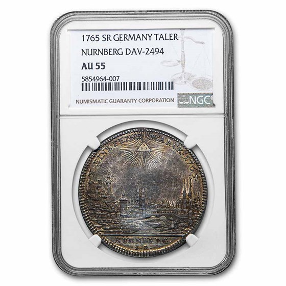 1765 German States Nurnberg Silver City View Taler AU-55 NGC 1765 German States Nurnberg Silver City View Taler AU-55 NGC