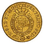 1766 Italy Gold Doppia Carlo Eman. III AU-58 NGC (Sardinia)