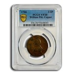 1766 William Pitt Copper Halfpenny VF-20 PCGS (Brown)