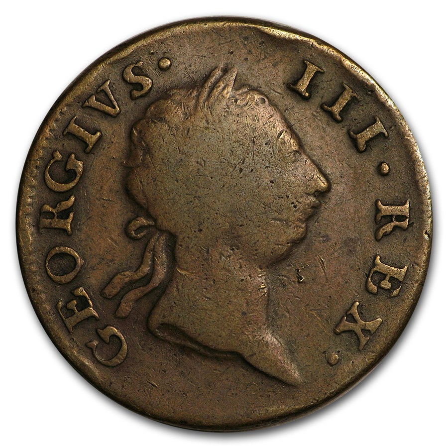 Buy 1766 Wood's Hibernia Halfpenny VG (Cleaned) APMEX