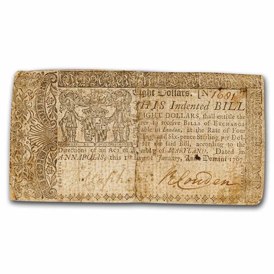 1767 $8 Maryland 1/1/67 Fine (Fr#MD-48) 1767 $8 Maryland 1/1/67 Fine (Fr#MD-48)