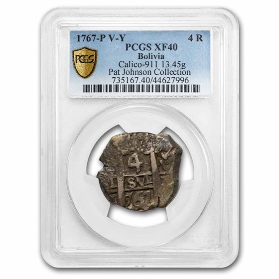 1767-P V-Y Bolivia Silver 4 Reales Cob XF-40 PCGS