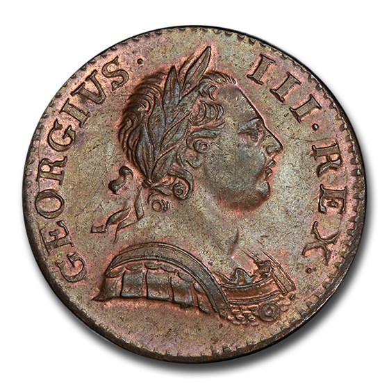 1770 Great Britain Half Penny George III MS-64 PCGS (Brown)
