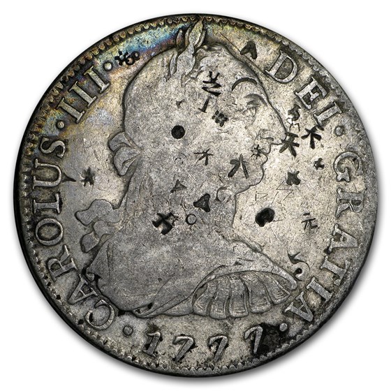 1771-1825 Spanish Empire Silver 8 Reales Bust Type (Chopmarked) 1771-1825 Spanish Empire Silver 8 Reales Bust Type (Chopmarked)