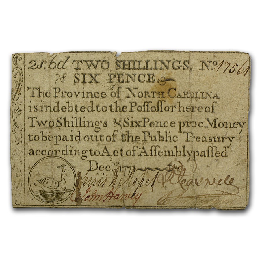 1771 2 s & 6d North Carolina Dec 1771 Fine (Fr#NC-136a)