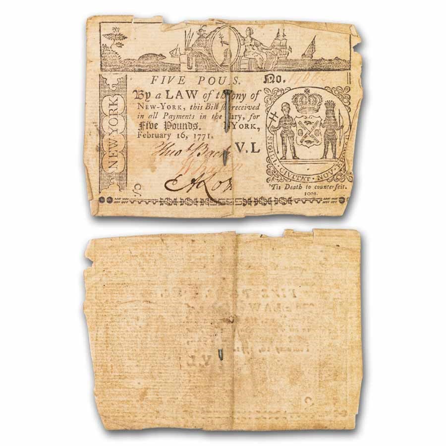1771 5 Pounds New York 2/16/71 VF Details (Fr#NY-166) Nail Cancel