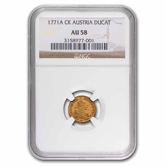 1771-A CK Austria Gold Ducat Joseph II AU-58 NGC 1771-A CK Austria Gold Ducat Joseph II AU-58 NGC