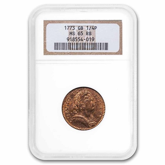 1773 Great Britain AE Farthing George III MS-65 NGC (Red/Brown) 1773 Great Britain AE Farthing George III MS-65 NGC (Red/Brown)