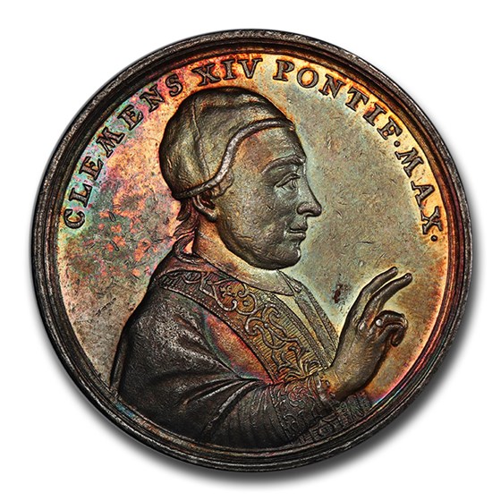 1773-IV Papal States Silver Medal Clement XIV MS-61 PCGS 1773-IV Papal States Silver Medal Clement XIV MS-61 PCGS