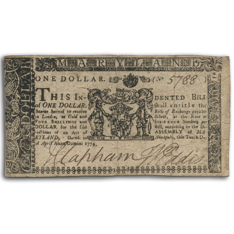Buy 1774 1 Maryland Currency 4/10/1774 XF APMEX