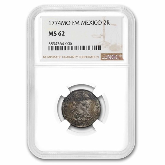 1774-Mo FM Mexico 2 Reales Silver MS-62 NGC