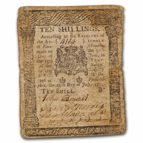 1775 10 Shillings PA 7/20/1775 Fine (Fr#PA-177)