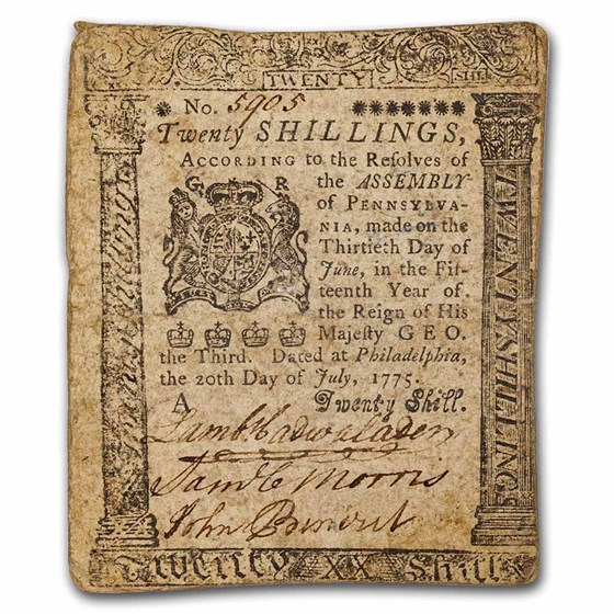 1775 20 Shillings PA 7/20/1775 Very Fine (Fr#PA-178) 1775 20 Shillings PA 7/20/1775 Very Fine (Fr#PA-178)