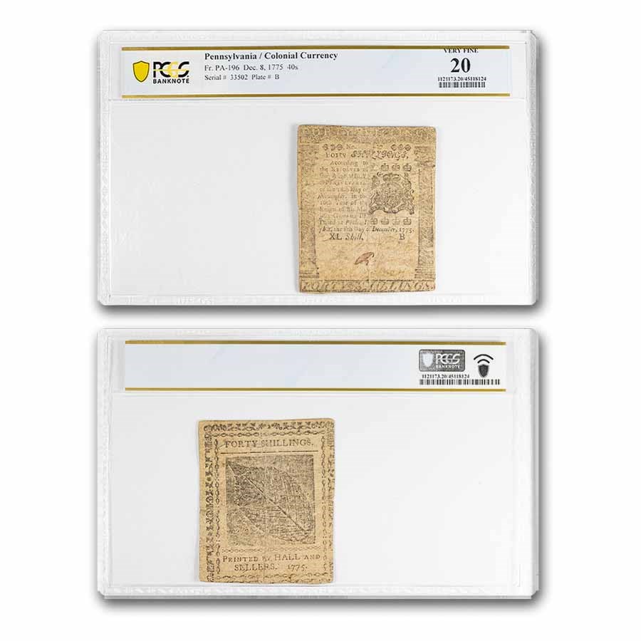 1775 40 Shillings Pennsylvania 12/8/75 VF-20 PCGS (Fr#PA-196)