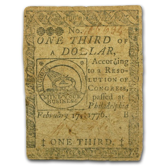 1776 $1/3 Continental Currency 2/17/76 Fine (Fr#CC-20) 1776 $1/3 Continental Currency 2/17/76 Fine (Fr#CC-20)