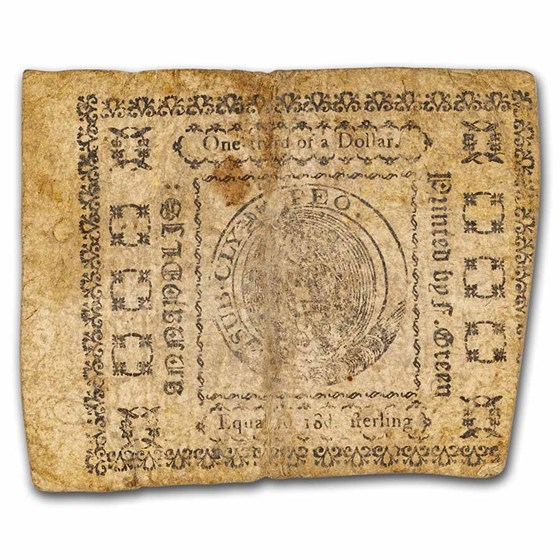 1776 $1/3 Maryland 8/14/1776 Fine (Fr#MD-93) 1776 $1/3 Maryland 8/14/1776 Fine (Fr#MD-93)