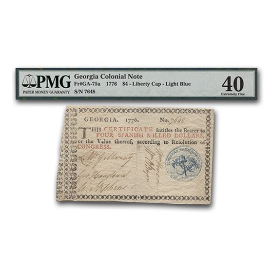 1776 $4 Georgia Currency XF-40 PMG 1776 $4 Georgia Currency XF-40 PMG