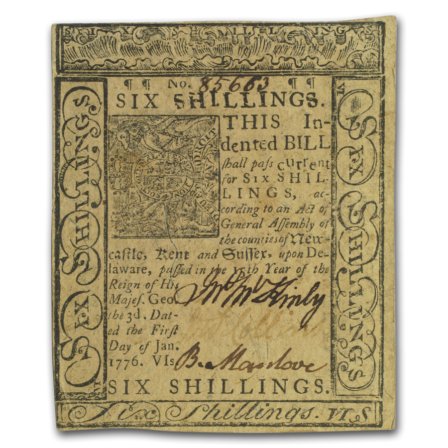 Buy 1776 6 Shillings Delaware Currency 1 1 1776 XF APMEX