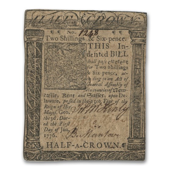 Buy 1776 Half A Crown Delaware Currency 1 1 1776 XF APMEX