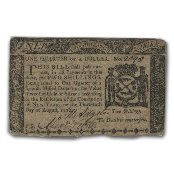 1776 One Dollar New York Currency 8/13/76 XF 1776 One Dollar New York Currency 8/13/76 XF