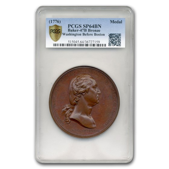 (1776) Washington Before Boston Medal SP-64 PCGS (Brown) (1776) Washington Before Boston Medal SP-64 PCGS (Brown)