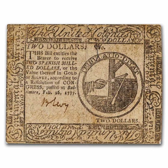 1777 $2 Continental Currency 2/26/77 Very Fine (Fr#CC-55) 1777 $2 Continental Currency 2/26/77 Very Fine (Fr#CC-55)