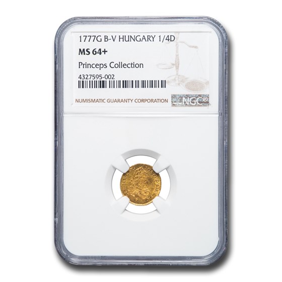 1777G B-V Hungary Gold Quarter Ducat Joseph II MS-64+ NGC 1777G B-V Hungary Gold Quarter Ducat Joseph II MS-64+ NGC