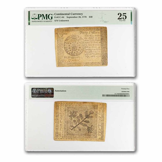 1778 $40 Continental Currency 9/26/78 VF-25 PMG (Fr#CC-84)