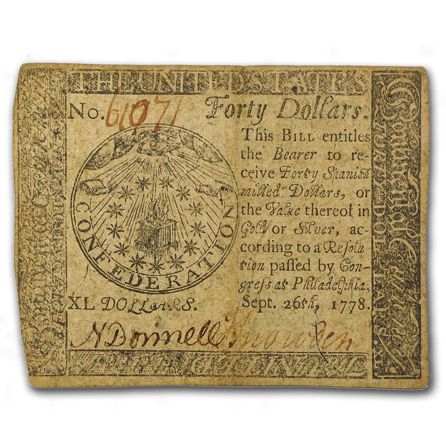 Buy 1778 $40 Continental Currency 9/26/78 VF | APMEX