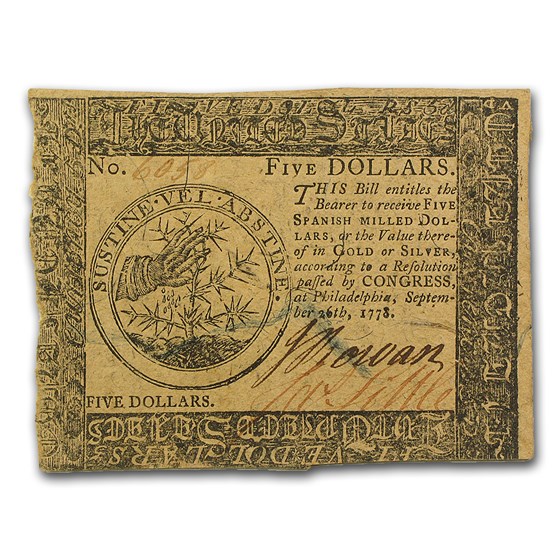 1778 $5 Continental Currency 9/26/78 XF (Fr#CC-79) 1778 $5 Continental Currency 9/26/78 XF (Fr#CC-79)