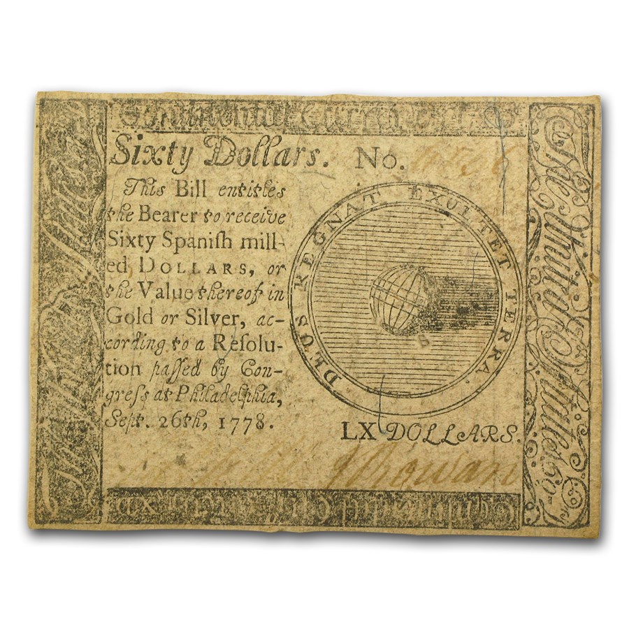 1778 $60 Continental Currency 9/26/78 XF (Fr#CC-86)