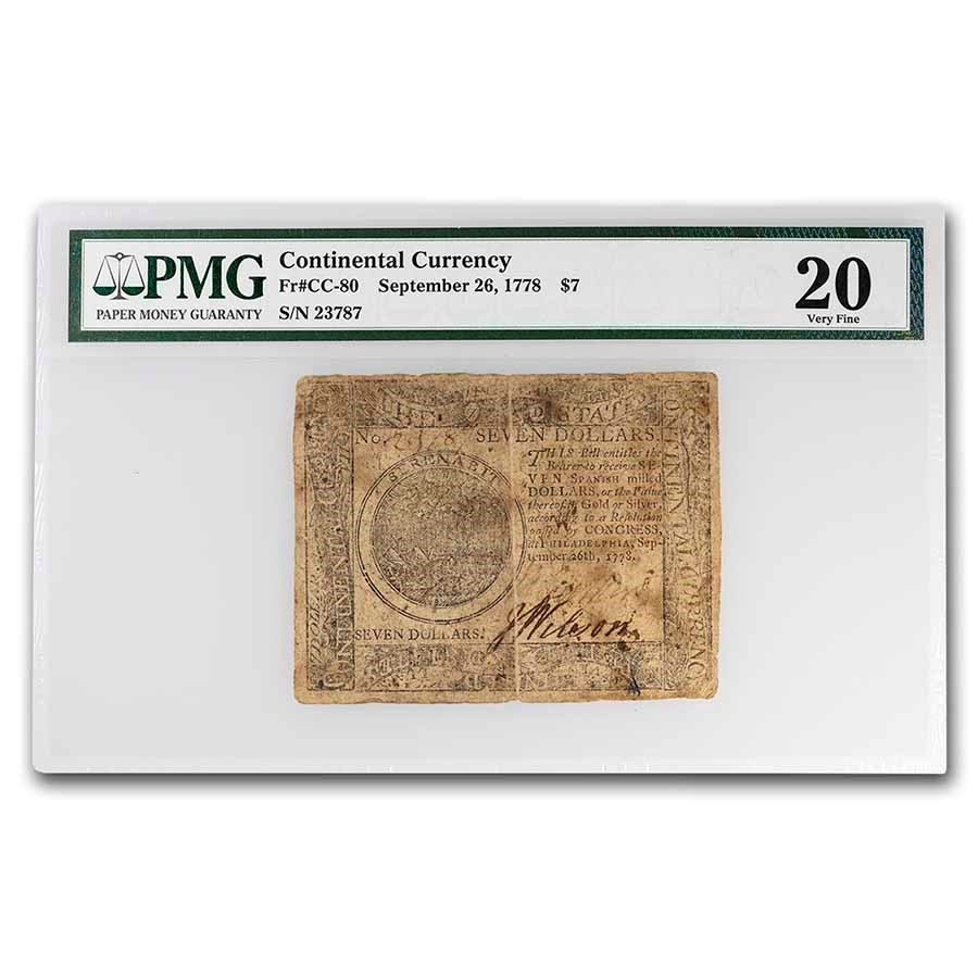 1778 $7 Continental Currency 9/26/78 VF-20 PMG (Fr#CC-80)