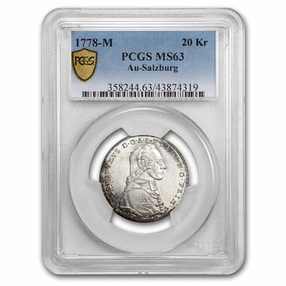 1778-M Austria Salzburg Silver 20 Kreuzer MS-63 PCGS 1778-M Austria Salzburg Silver 20 Kreuzer MS-63 PCGS