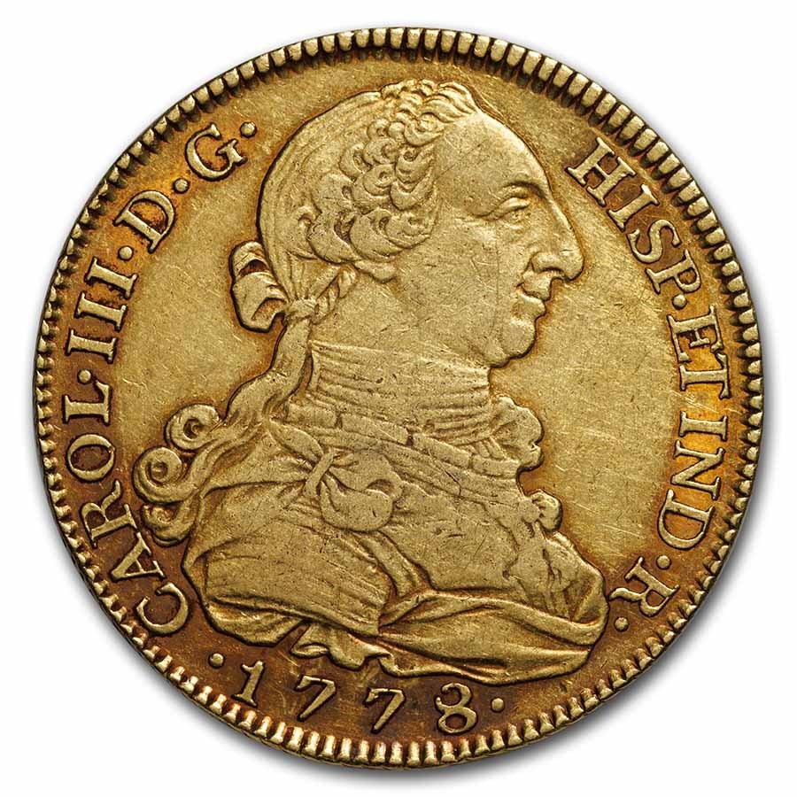 1778-M Spain Gold 8 Escudos Charles III AU