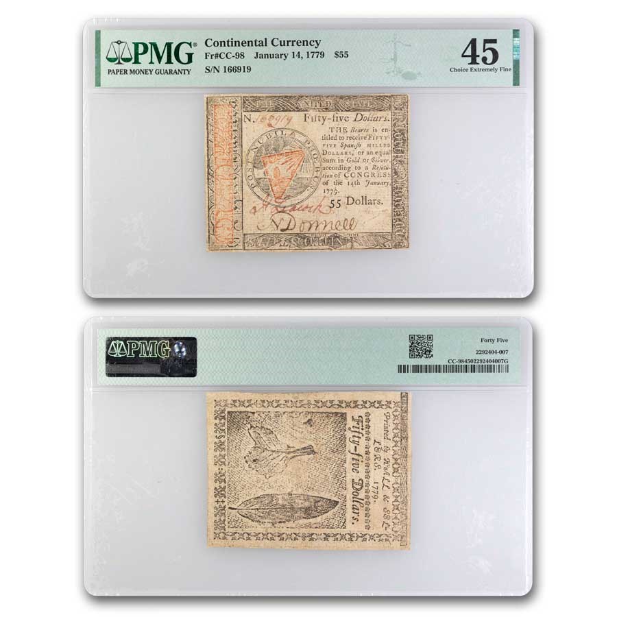 1779 $55 Continental Currency 1/14/79 XF-45 PMG (Fr#CC-98)