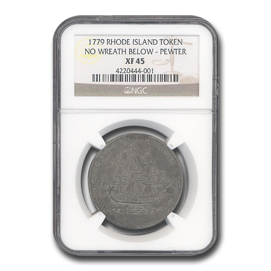 1779 Rhode Island Ship Token Colonial XF-45 NGC (Pewter)