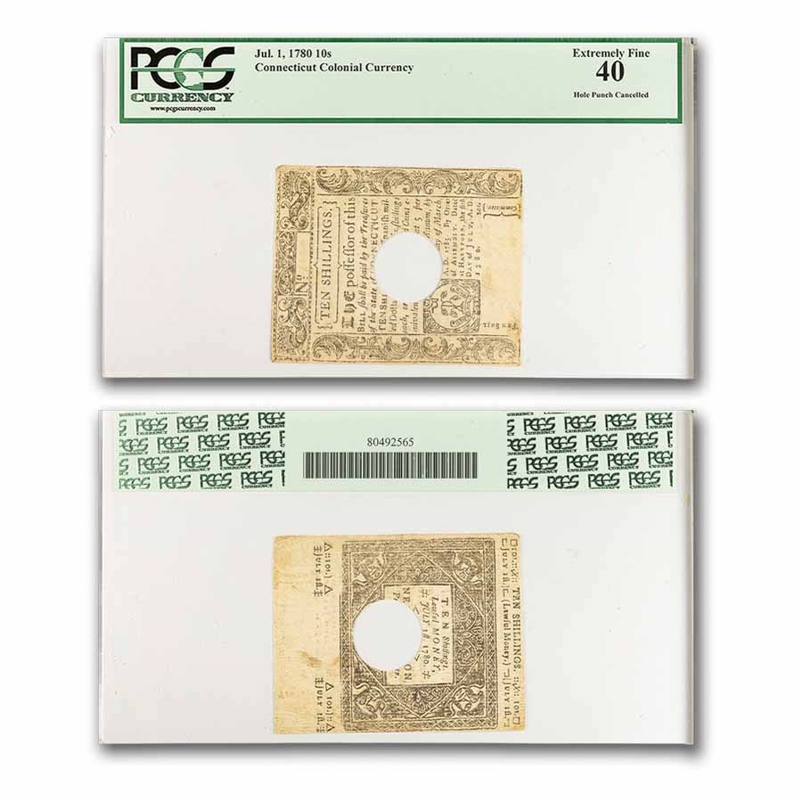 1780 10 Shillings Connecticut 7/1/80 EX-40 PCGS (Fr#CT-238) CXLD
