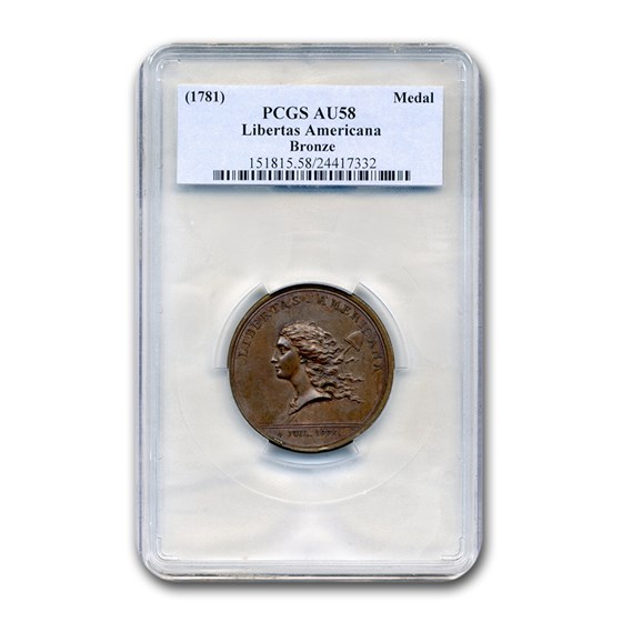 1781 Libertas Americana Medal AU-58 PCGS (Brown, Bronze) 1781 Libertas Americana Medal AU-58 PCGS (Brown, Bronze)
