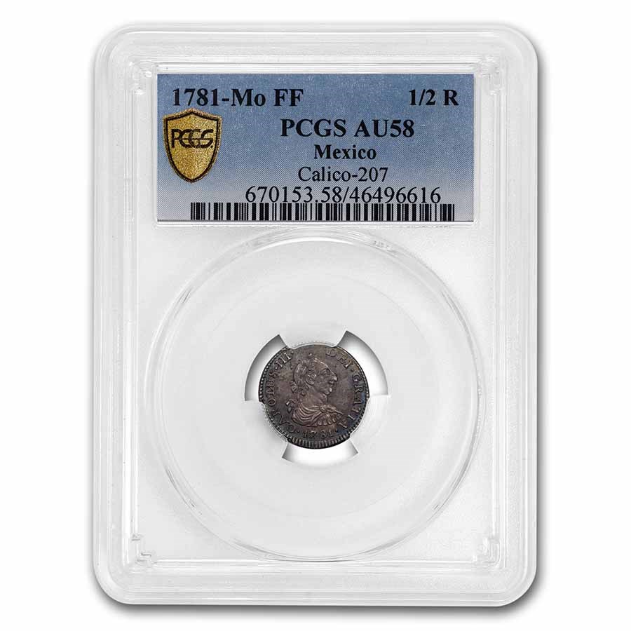 1781-Mo FF Mexico Silver 1/2 Real Charles III AU-58 PCGS