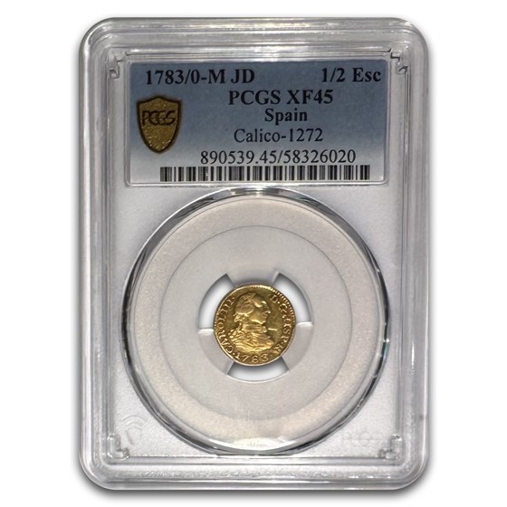 1783/0-M Spain Gold 1/2 Escudo Charles III XF-45 PCGS