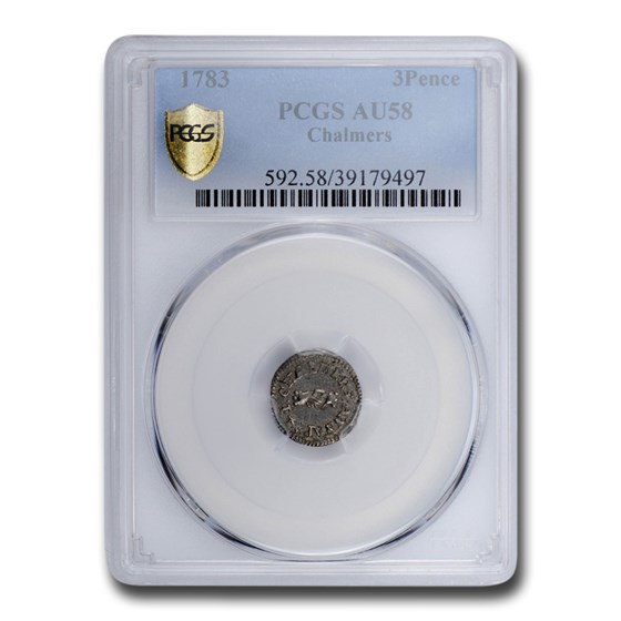 1783 Chalmers Threepence AU-58 PCGS 1783 Chalmers Threepence AU-58 PCGS