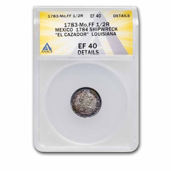 1783 Mexico AR 1/2 Real El Cazador Shipwreck XF-40 Details ANACS 1783 Mexico AR 1/2 Real El Cazador Shipwreck XF-40 Details ANACS