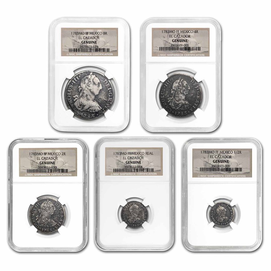 1783-Mo Mexico El Cazador Silver Reales 5-Coin Set NGC