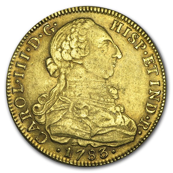 1783-NE Colombia Gold 8 Escudos Charles III AU 1783-NE Colombia Gold 8 Escudos Charles III AU